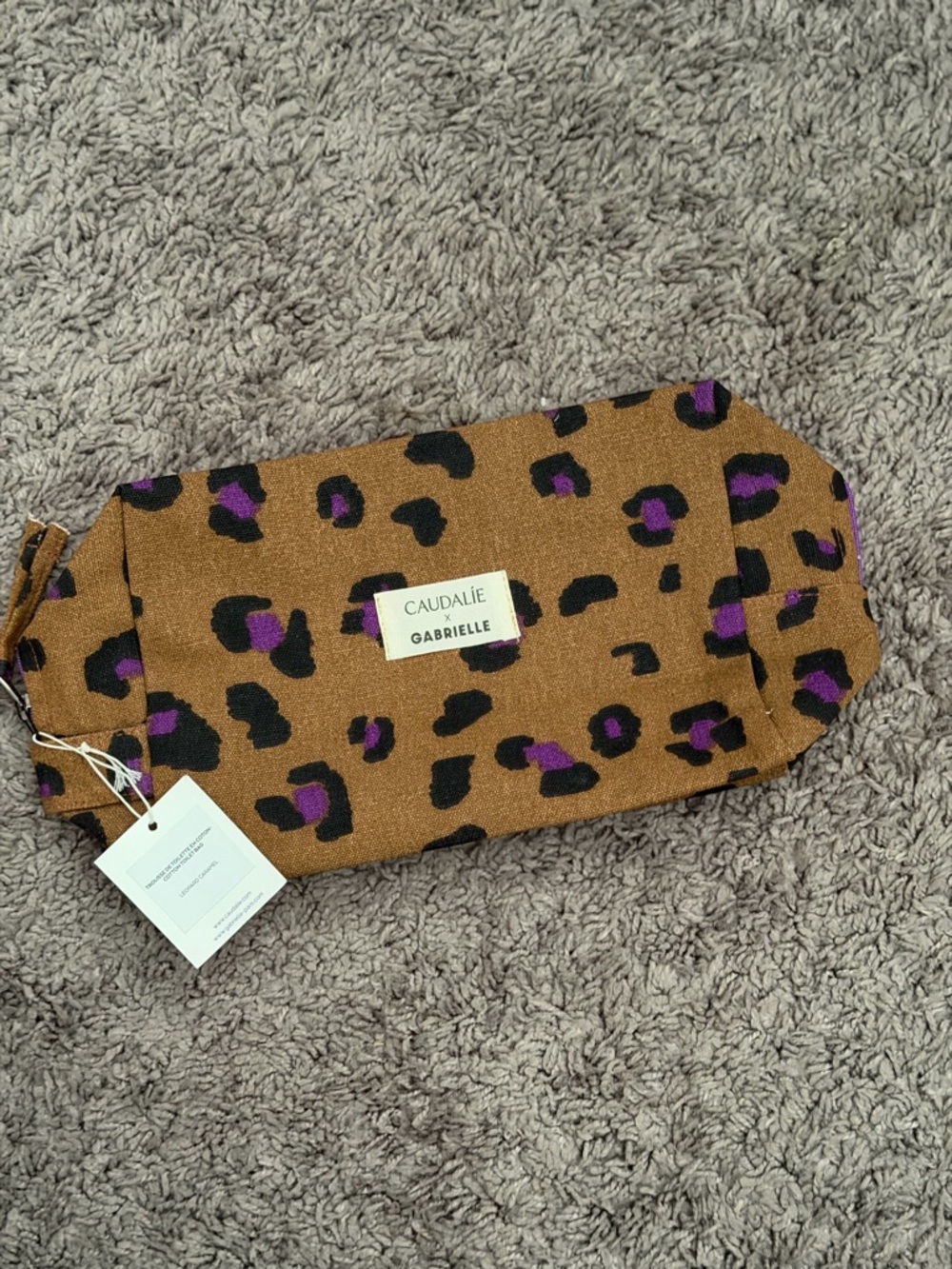 Caudalie Leopard Print Makeup Pouch - Brown & Purple